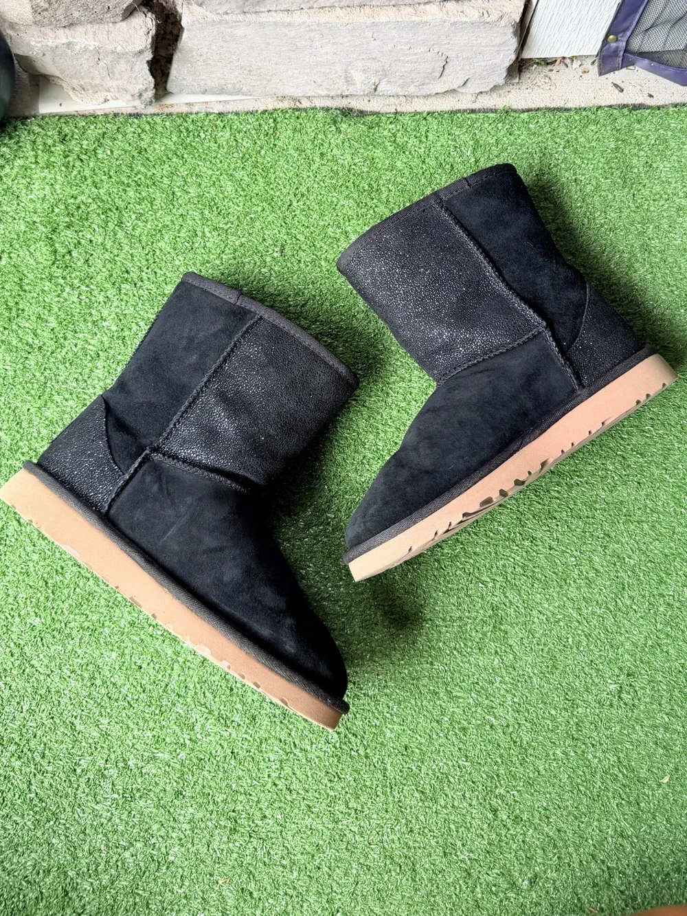 UGG Classic Short Black Suede Leather Womens Winter Boots